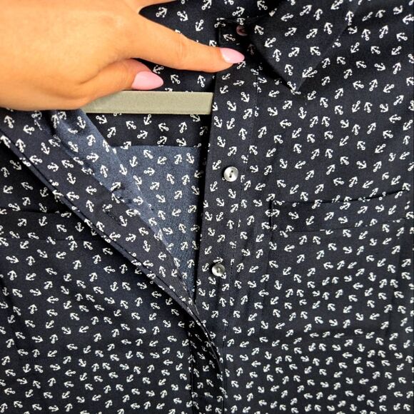 Ann Taylor Preppy Old Money Popover Blouse Sleeveless Collared Anchor Print Sz S - Picture 7 of 11